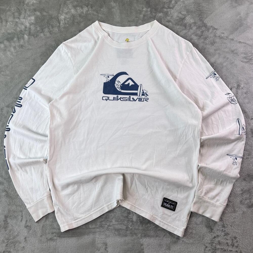 Quiksilver x Peanuts Snoopy Long Sleeve T-Shirt Men’s Medium White Surf Graphic